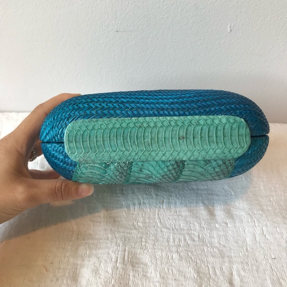 Straw & Python Clutch w/Chain - Picture 4 of 9